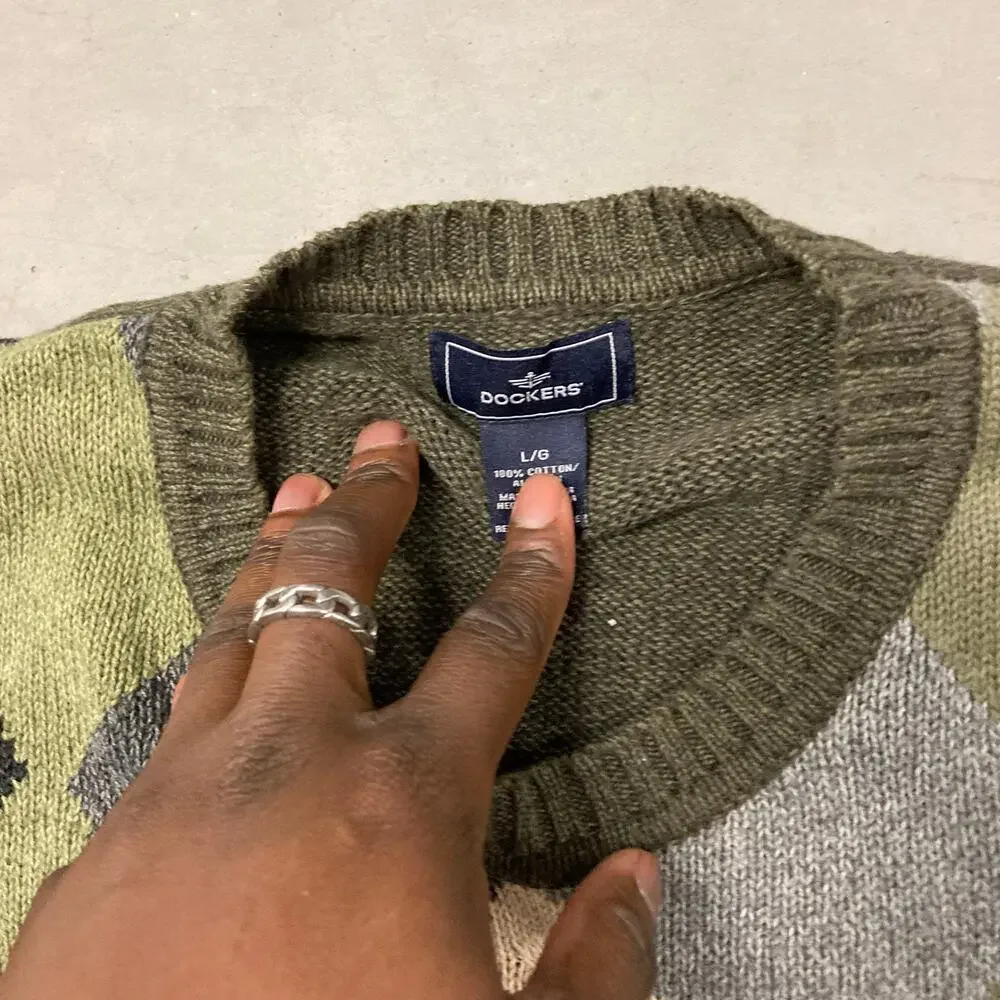 vintage y2k dockers patterned sweater